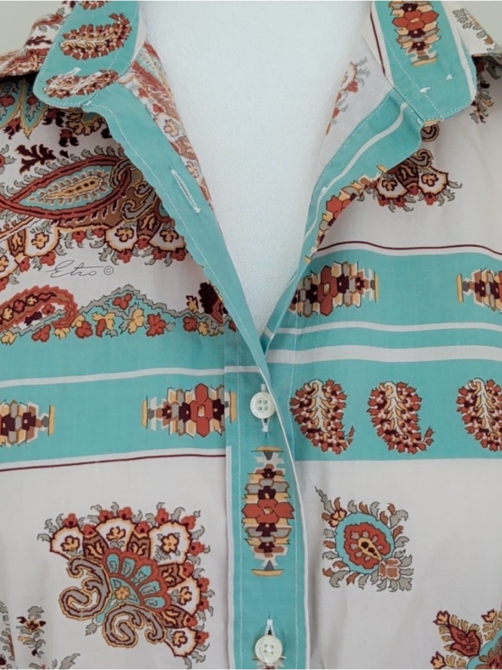 Etro | Turquoise Paisley Blouse / Shirt, Sz 44 fits 4-6 ♥ Like new! - Picture 2 of 7